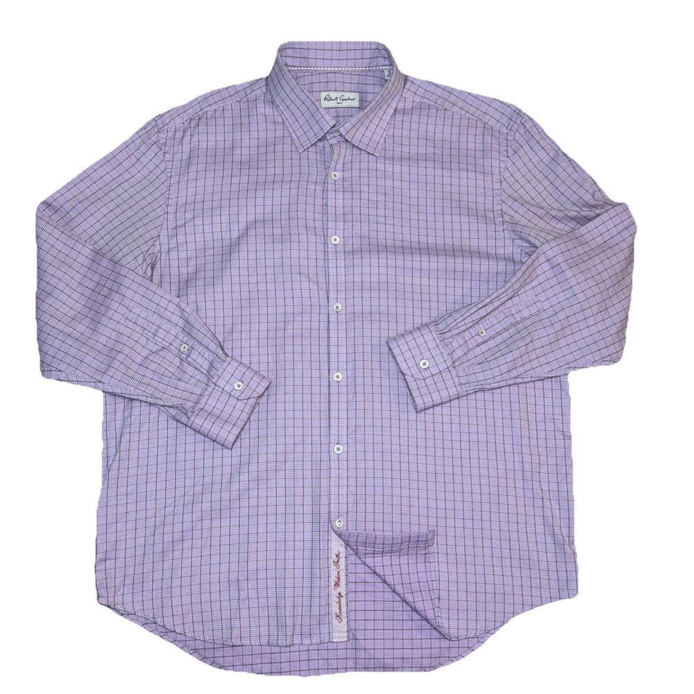 Robert Graham‎ Men's Dusty Lavender Long Sleeve Button Up Dress Shirt Sz 46/18